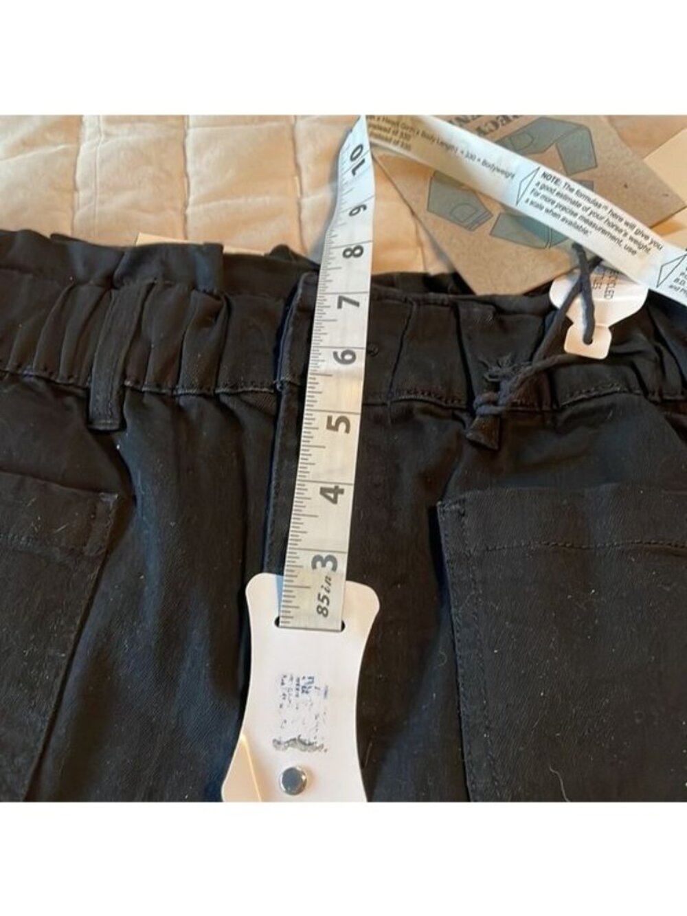 Ban jara Womens Super High Rise Denim Shorts 7/27 Recycled Frayed Hem Black - Picture 10 of 10